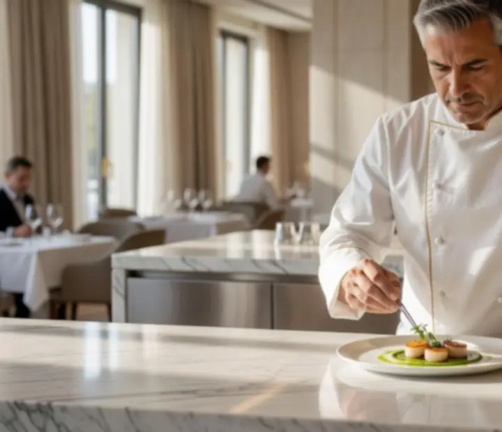 Šéfkuchař restaurace Prahalis při přípravě signature menu