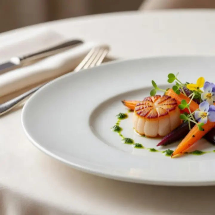 Detail fine dining talíře v restauraci Prahalis