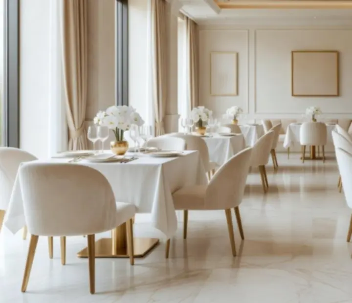 Luxusní interiér restaurace Prahalis s decentní casino inspirací a večerní atmosférou